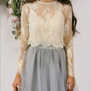 Amelie Longsleeve Ivory Lace Crop Top
